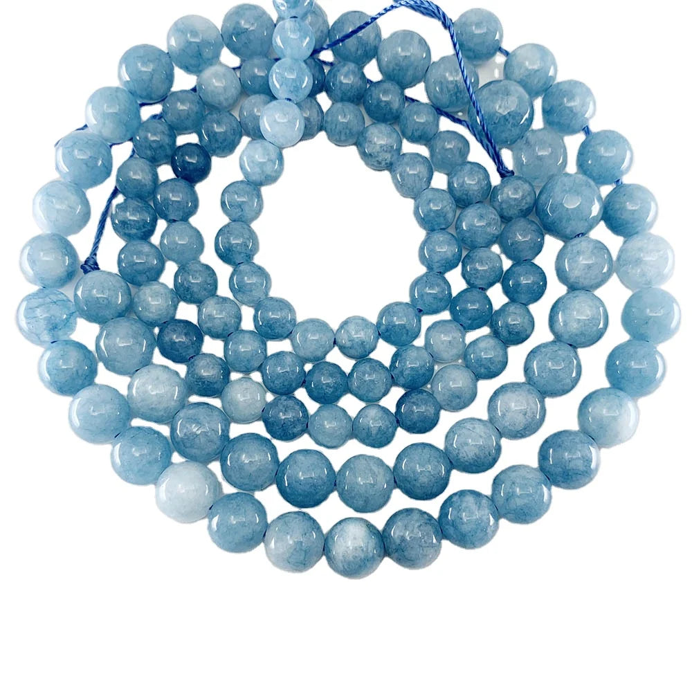 Wholesale Natural Round Aquamarine Beads Stone Loose Beads Round Beads Bracelet Accessories