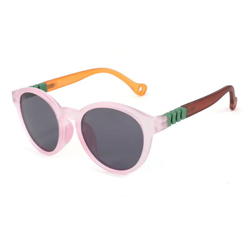 KB9695 New Children's Fashion Round Full Frame Color Contrast Splicing TR90 Polarized Sunglasses Boys Girls Anti-UV Trendy