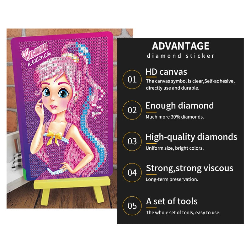 R-M165-181/202-208  Children Educational Puzzle Toys Desktop Ornaments DIY Mini Diamond Painting for Kids