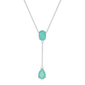 Fashion Boutique Brass Electroplated Platinum Blue Topaz Teardrop Pendant Necklace Women's Jewelry Factory Wholesale