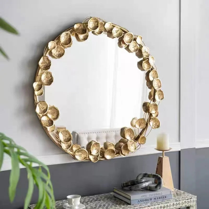Hot Sale 90CM Retro Metal Luxury Wall Mirror Creative Art Deco Glass Design for Sofa & Bathroom Decoration Home Use