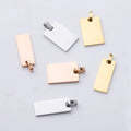 Personalised Jewelry Custom LOGO Name Plate Stainless Steel 18k Gold Plated Rectangle Oblong  Charm Pendant for Necklace