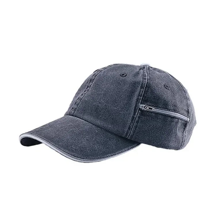 Custom Zipper Button Blank Pocket Baseball Hat Baseball Cap With Pocket