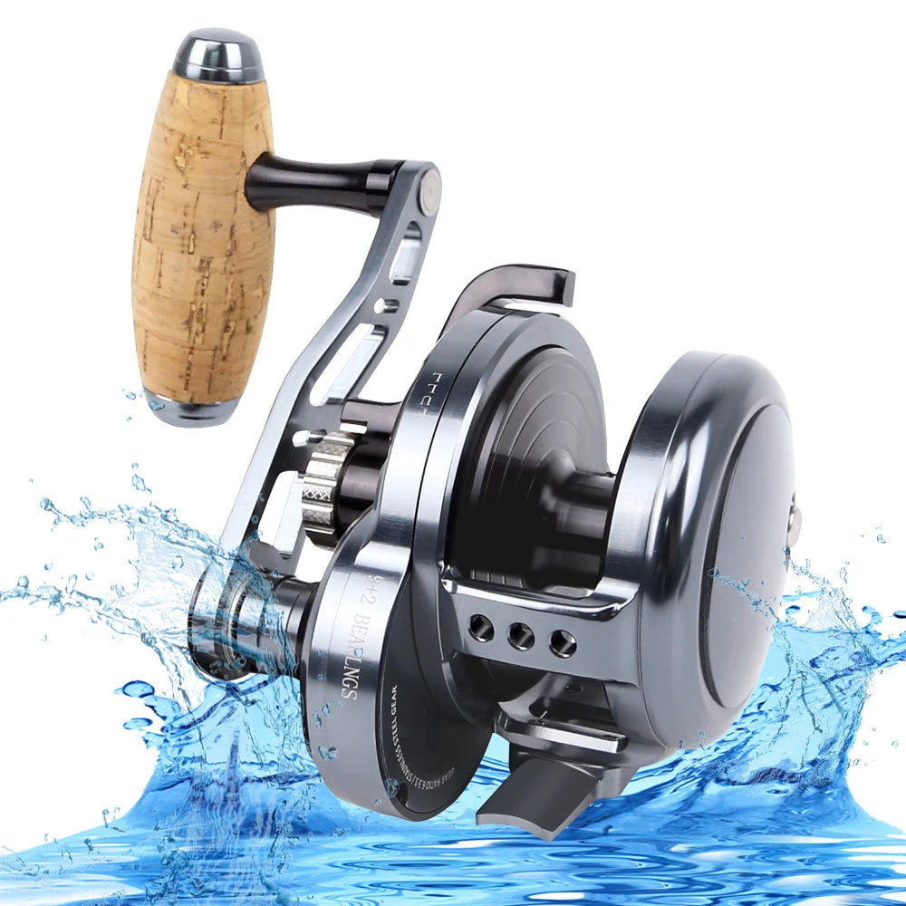 Sales1 Saltwater Slow Jigging Fishing Reel Full Metal Max Drag 35kg Tuna Conventional Reel Boat Fishing Overhead Reel