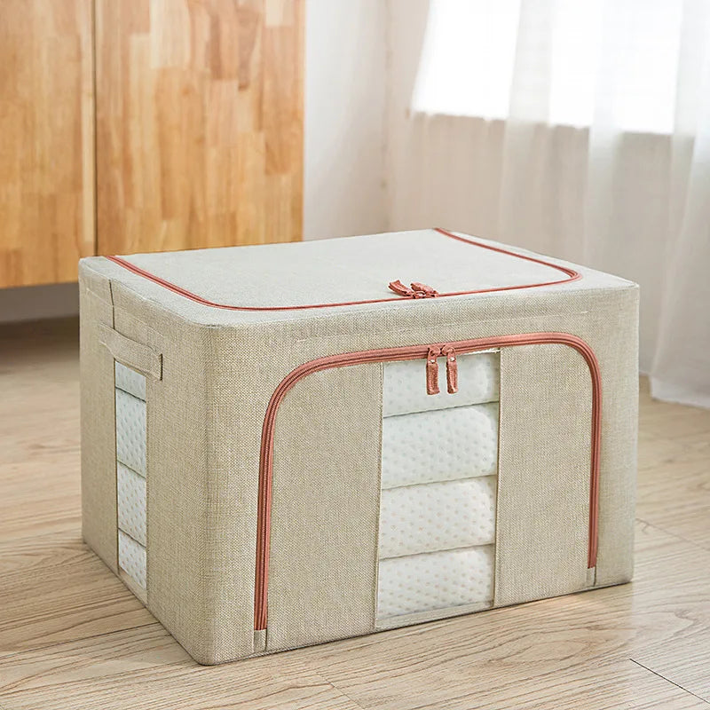 Eco-friendly Cotton Linen Dust-Proof Folding Fabric Storage Box for Clothes Toy Organizer Customized Logo