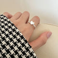 Fine Jewelry 925 Sterling Silver Rope Chain Heart Open Adjustable Ring for Girls