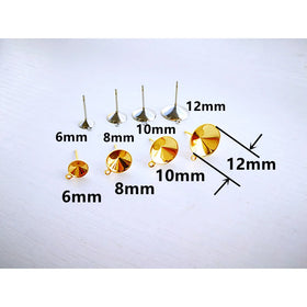 Gold Stainless Steel Satellite Stone Earpin With Hanging Earring Pin 6-12mm Accessories