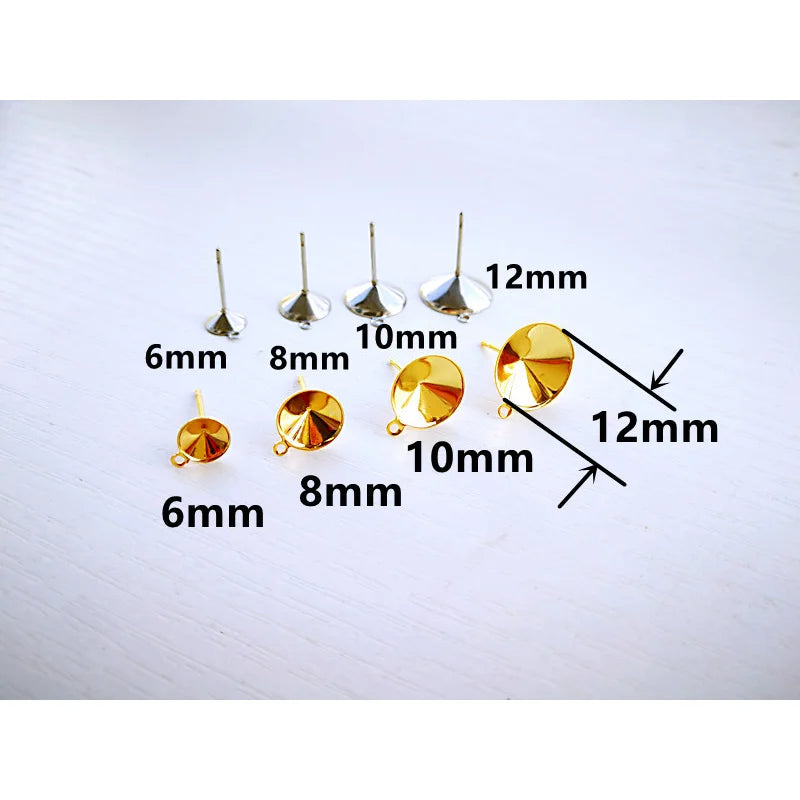 Gold Stainless Steel Satellite Stone Earpin With Hanging Earring Pin 6-12mm Accessories