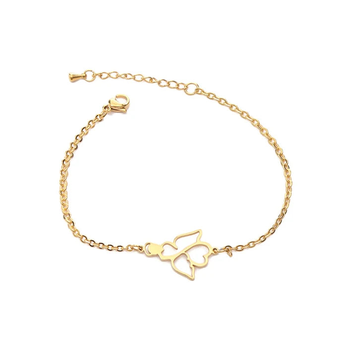 Cute Lovely Delicate Wrist Jewelry Silver/gold/rose Gold Stainless Steel Custom Guardian Angel Charms Pendant Bracelet for Women