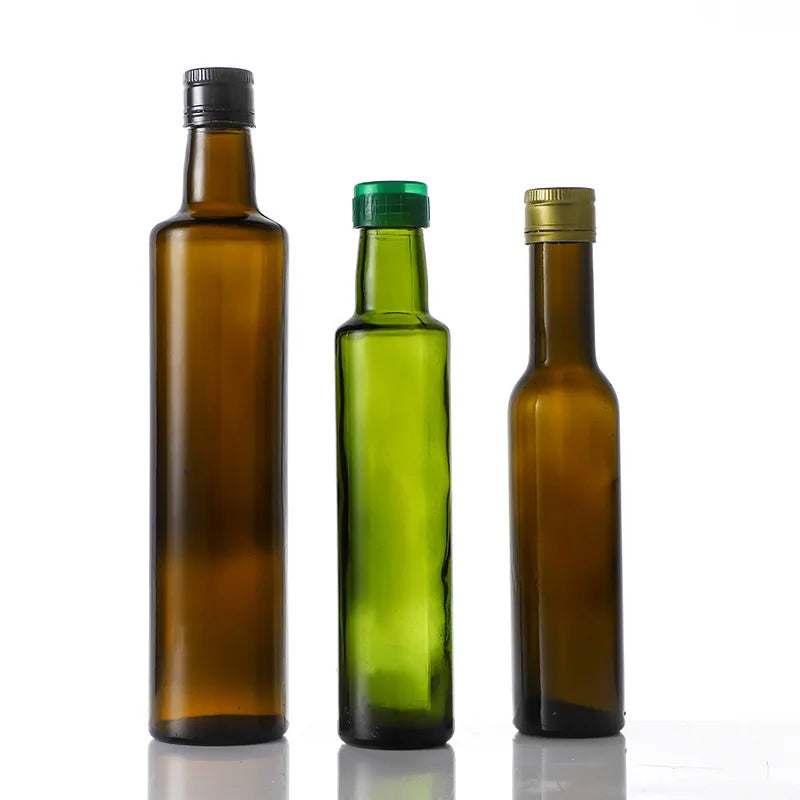 Wholesale 250ML500ML750ML1000ml Dark Green Brown Transparent Round Glass Edible Oil for Olive Oil Glass Bottle