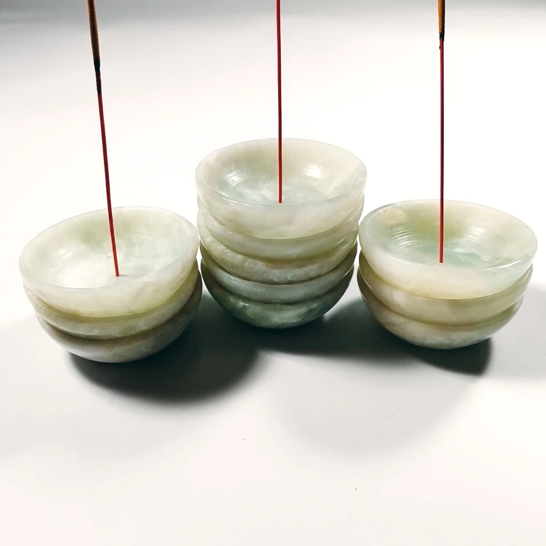 HZ Crystal Bowl Incense Holders Wholesale Birthday Gift on Sale Heart Arrival Xiuyan Jade Healing Crystals