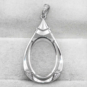 Sterling Silver 14*18/17*24mm Semi Mount Pendant Empty Frame Blank Support Setting S925 Base Without Center Stone for DIY Inlay