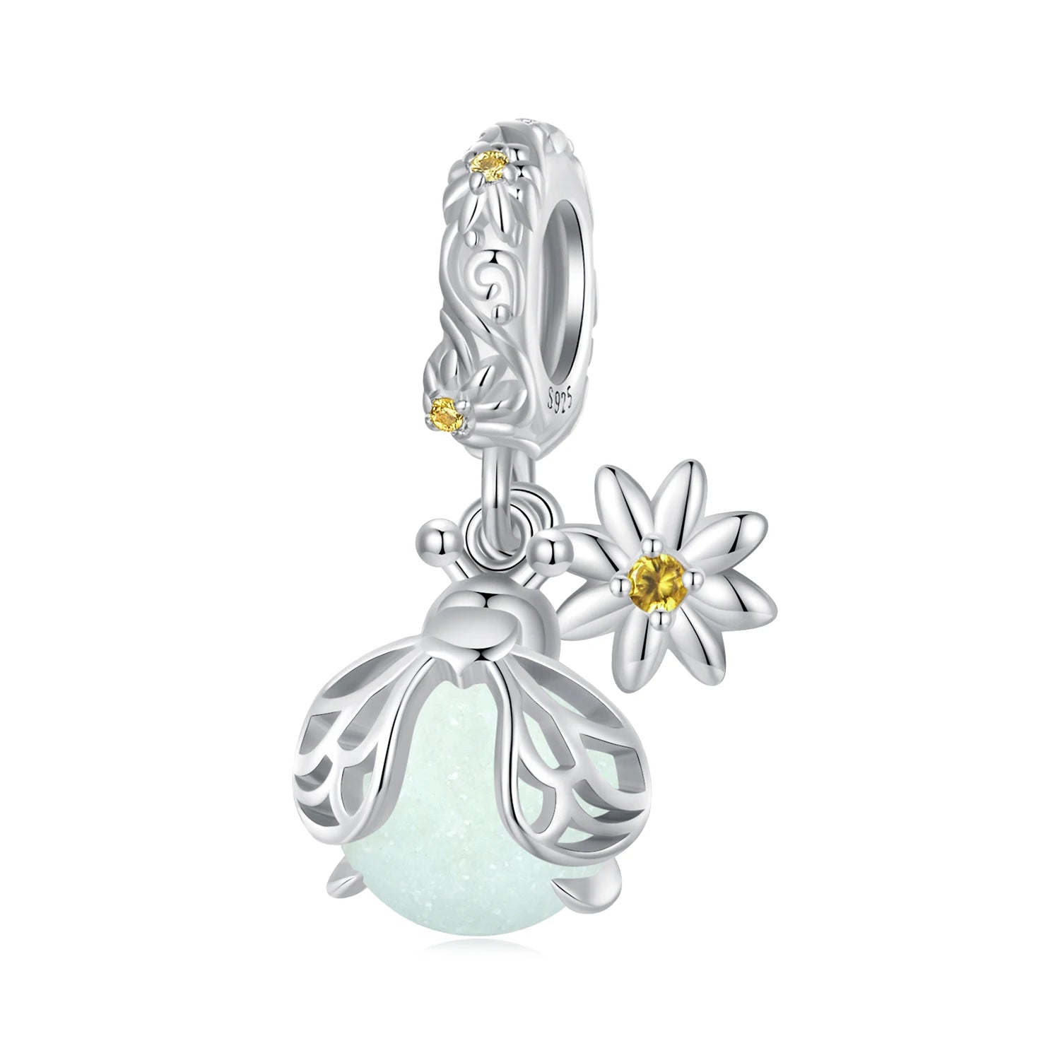 Glowing Firefly Pendant Charm 925 Sterling Silver Luminous Beads for DIY Bracelet Necklace Making Women Jewelry Supplies SCC2615