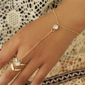 Wholesale Gold Color Women's Finger Chain Bracelet Ring Big Zircon Wrist Chain Jewelry with Alloy Material Female Arrow Gift