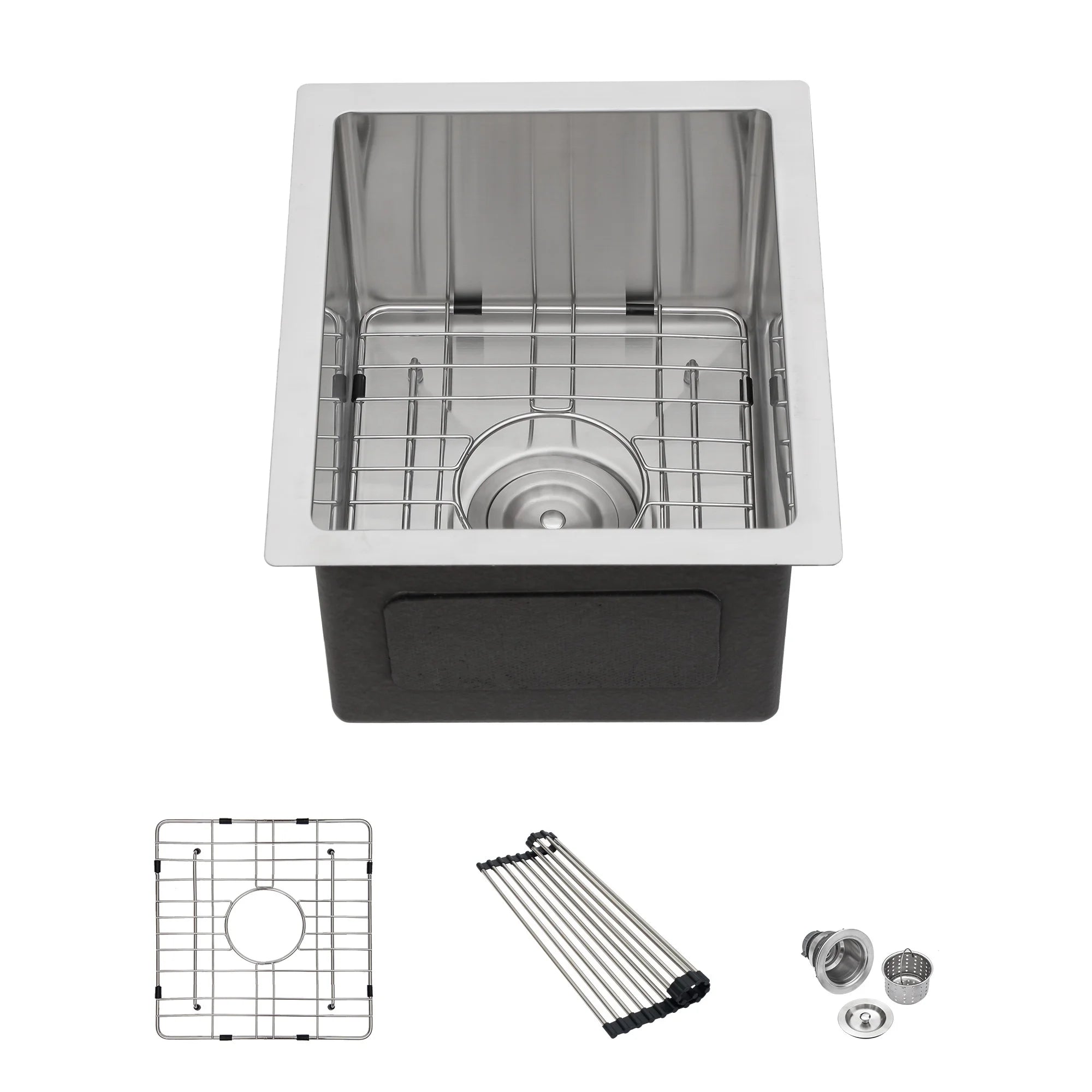 Bar Sink Undermount 13x15 Inch Stainless Steel Small Kitchen Sink Handmade Single Bowl Wet Bar Sinks