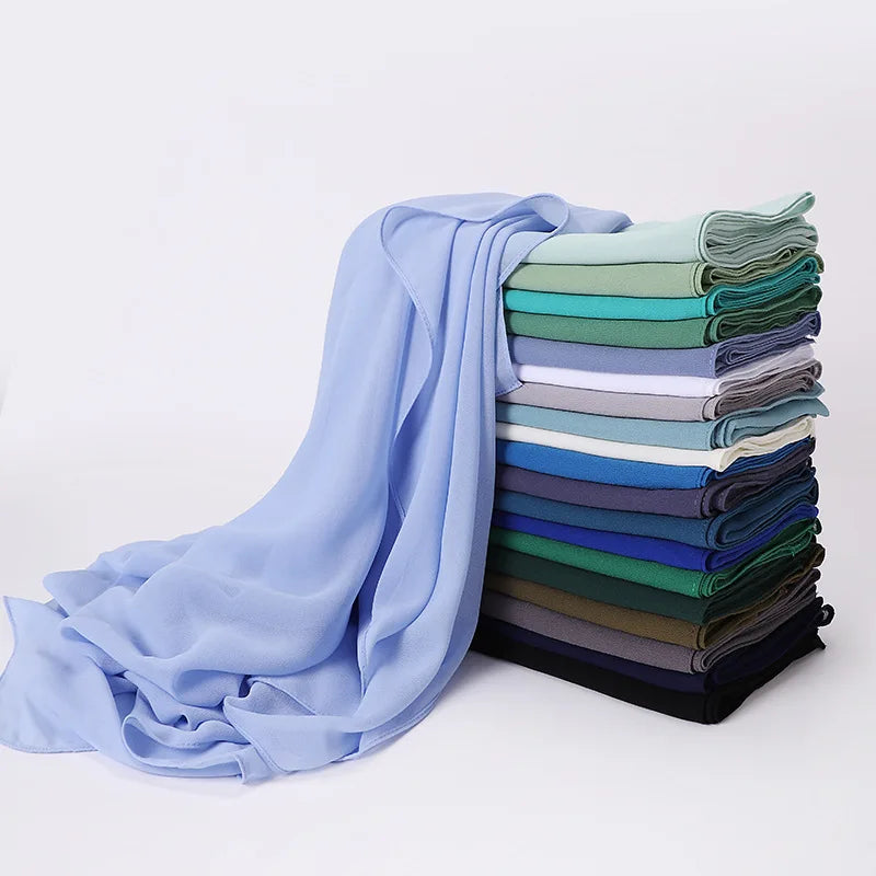 110*110cm Square Hijab Scarf for Muslim Ladies Islamic Muslim Chiffon Hijabs Wholesale With 40 Colors