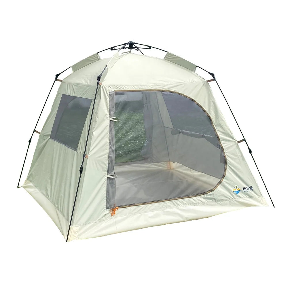 Custom Cheap Automatic Four-Season Double Layer 4 Person One Bedroom Large Waterproof Camping Tent Quick Opening Outdoor MegaBDM