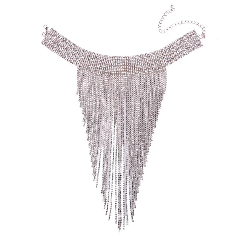Luxury Bridal Silver Rhinestone Clavicle Chain Necklace for Women Jewelry