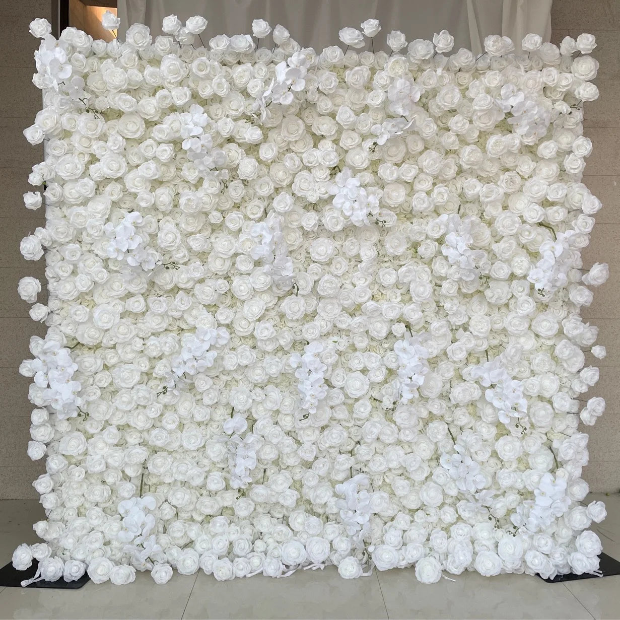 YOPIN 214 Artificial Flowers Wedding Flower Wall Roll Backdrop Wall Panel White Cloth Wall