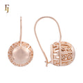 FJ Fallon Fashion Jewelry Rose Gold Wire Hook Earrings Vintage Dome with Filigree Openwork Ornate Non-Tarnish Brass