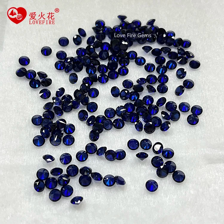 0.8-3mm Melee Size 34# Sapphire Blue Corundum Stone Round Brilliant Cut Lab Created Synthetic Corundum