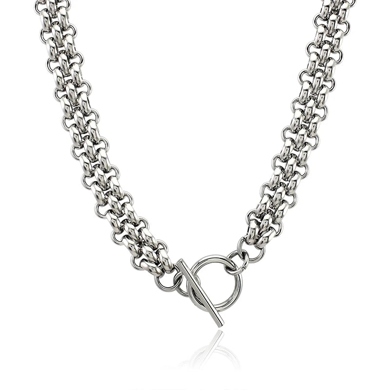 Hip Hop Styles Stainless Steel Chain Necklace Sliver and Gold 47.5cm Necklace for love Couple Friendship Friend Jewelry Gift