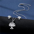 Hot Selling Life Tree Necklace Earnail Set Stainless Steel Lucky World Tree Collarbone Chain Jewelry Wholesale