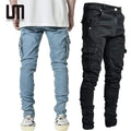 Liu Ming Trending Products 2024 New Arrivals Mens Stretchy Skinny Ripped Jeans Side Pocket Washed Slim Denim Pants