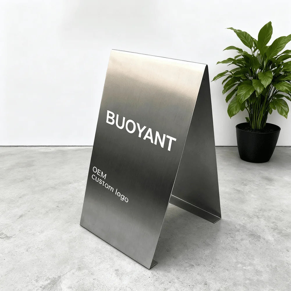 Custom Stainless Steel a Frame Sign Commercial Double Sided Outdoor Floor Stand Advertising Metal Sign Board