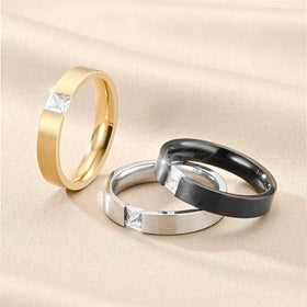 4mm Anillos Para Mujer Zircon Simple Fashion Wholesale Rings for Women Jewelry Stainless Steel