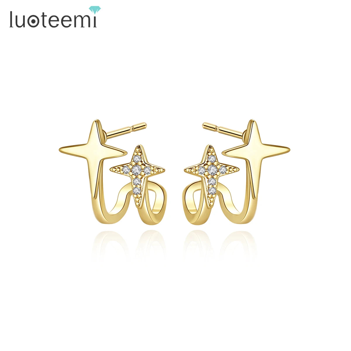LUOTEEMI Star Shape Fashion Popular Designer Hoop Lady Woman Cuff Accessory Jewelry Ear Climber Earring