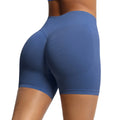 Blue-gray Seamless Three-step Waist Gym Shorts Women's High Waist Scrunch Butt Lift Gym Shorts Skinny Quick-drying Yoga Shorts