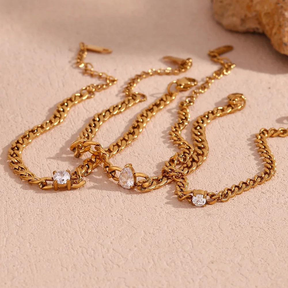 Zircon Jewelry Stainless Steel Chain Bracelet NK Chain Gold Plated Jewelry Fine Jewelry Bracelets