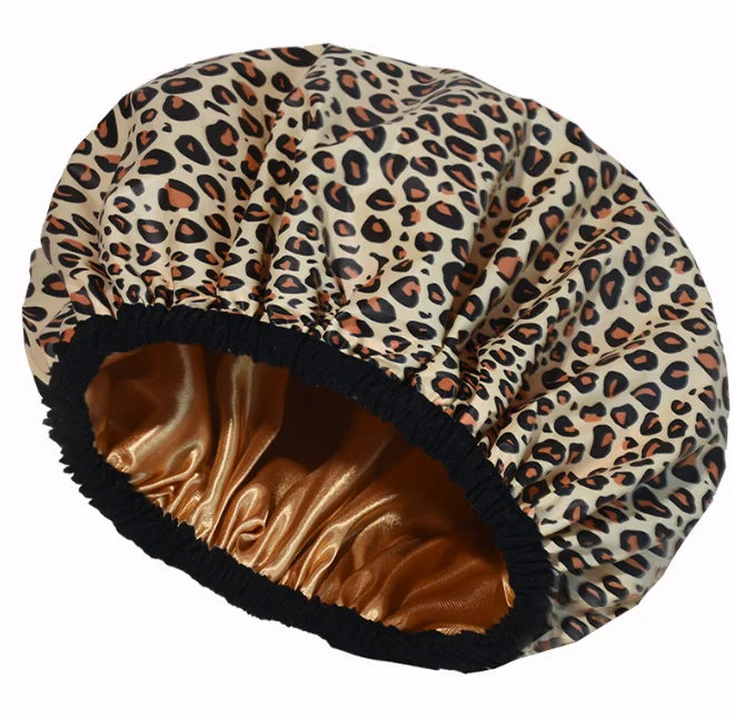 Waterproof Extra Large Double Layer Reusable Women Hair Satin Shower  Bonnet Cap
