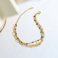 18k Gold-plated Stainless Steel Jewelry Waterproof Charm Multi-layer Cross Pendant Women Bracelet Pulsera De Acero Inoxidable