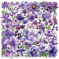50PCS Waterproof PET Transparent tulip lavender elegant purple flower sticker