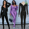 Women's 2 Piece Pants Sets Casual Outfits Deep V Neck Off Shoulder Tops and Skinny Pant Tracksuits Two Piece Set Women Clothing