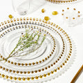 Kaly's Luxury Lead-Free Eco-Friendly Glass Dinnerware Set Handpainted Gold/Silver Beaded Edge Plates for Home Parties-Wholesale