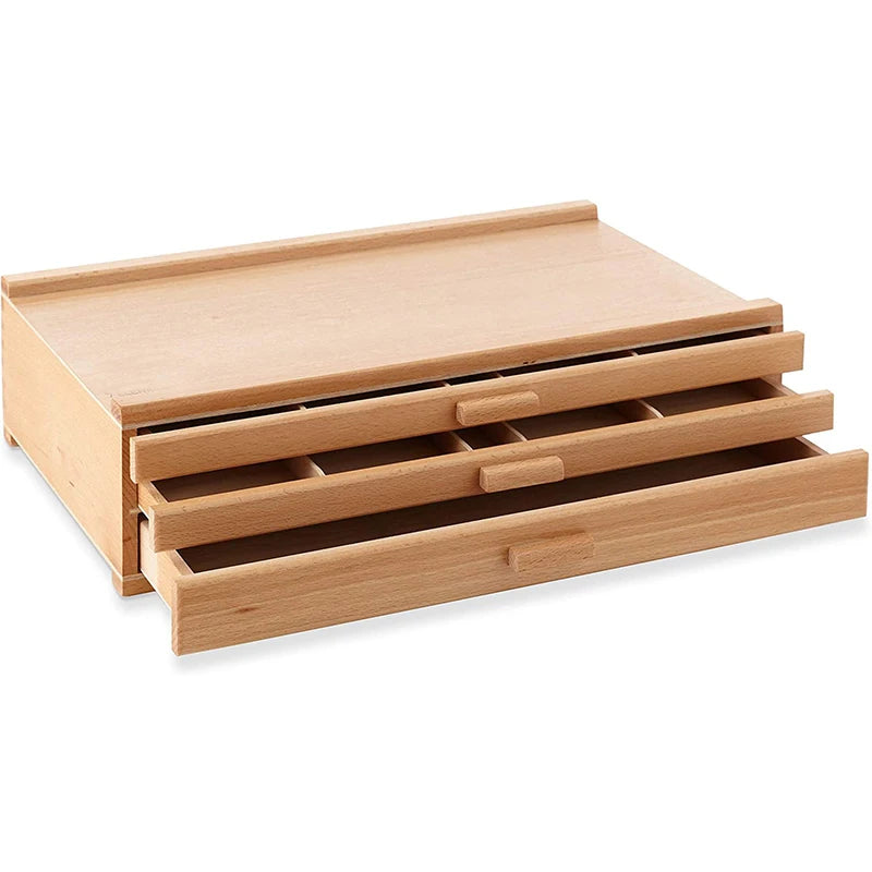 3 Drawer Wooden Artist Storage Supply Box for Pastels Art Concepts Artists Storage Chests - Premium Studio Organizer for Paint