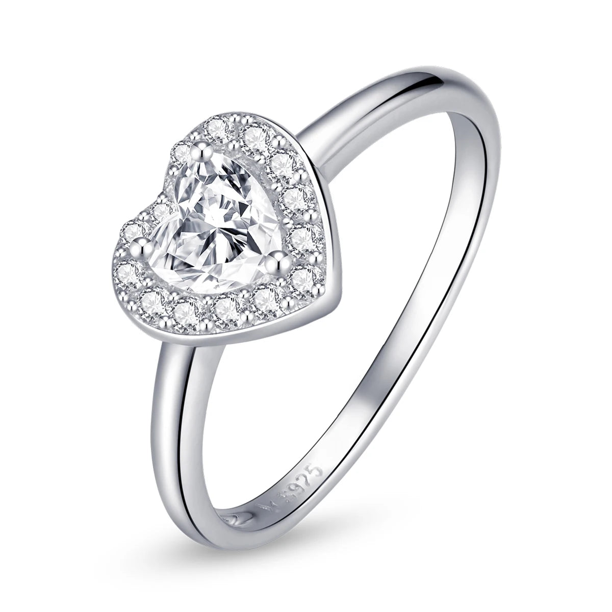 Factory Wholesale 925 Sterling Silver Bright Love Ring Dazzling Shiny Heart Shape Crystal Finger Ring Engagement Jewelry SCR725