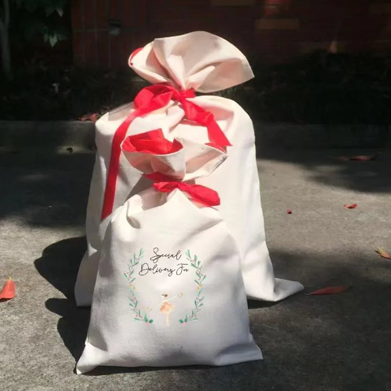 Wholesale Custom Blank Sublimation Christmas Gift Bag DIY Custom Printing Large Capacity Gift Bag Holiday Christmas Shipping Bag