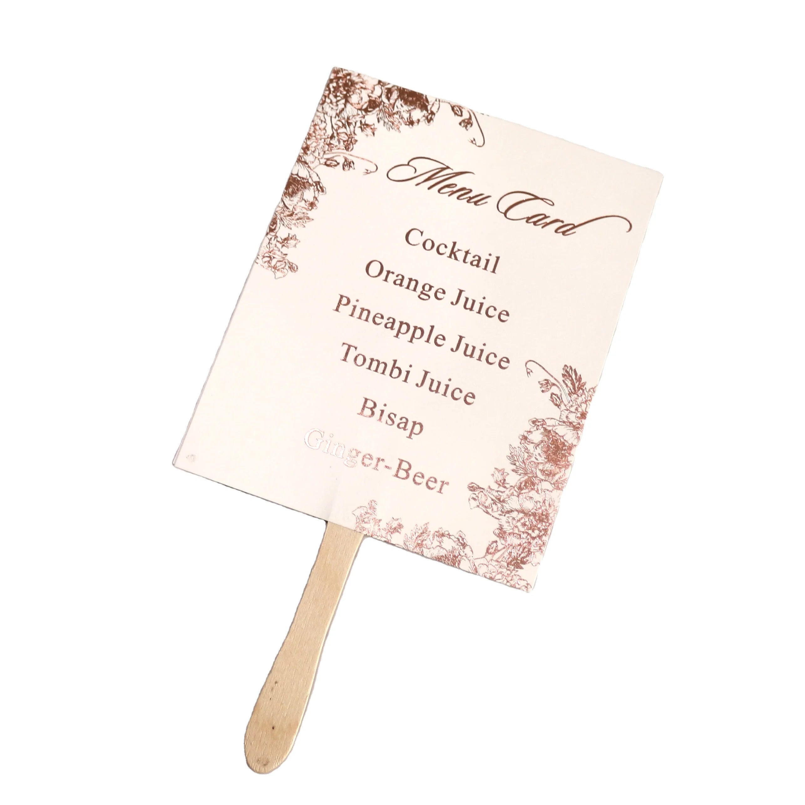 Creative Design Fan Shape Gold Foiling Menu Cards for Wedding Party