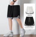 Men's Summer Sports Shorts Quick-Drying Mesh Five-Point Pants Elastic Waist Casual Beach Ice Silk Running-Plus Pockets Gym