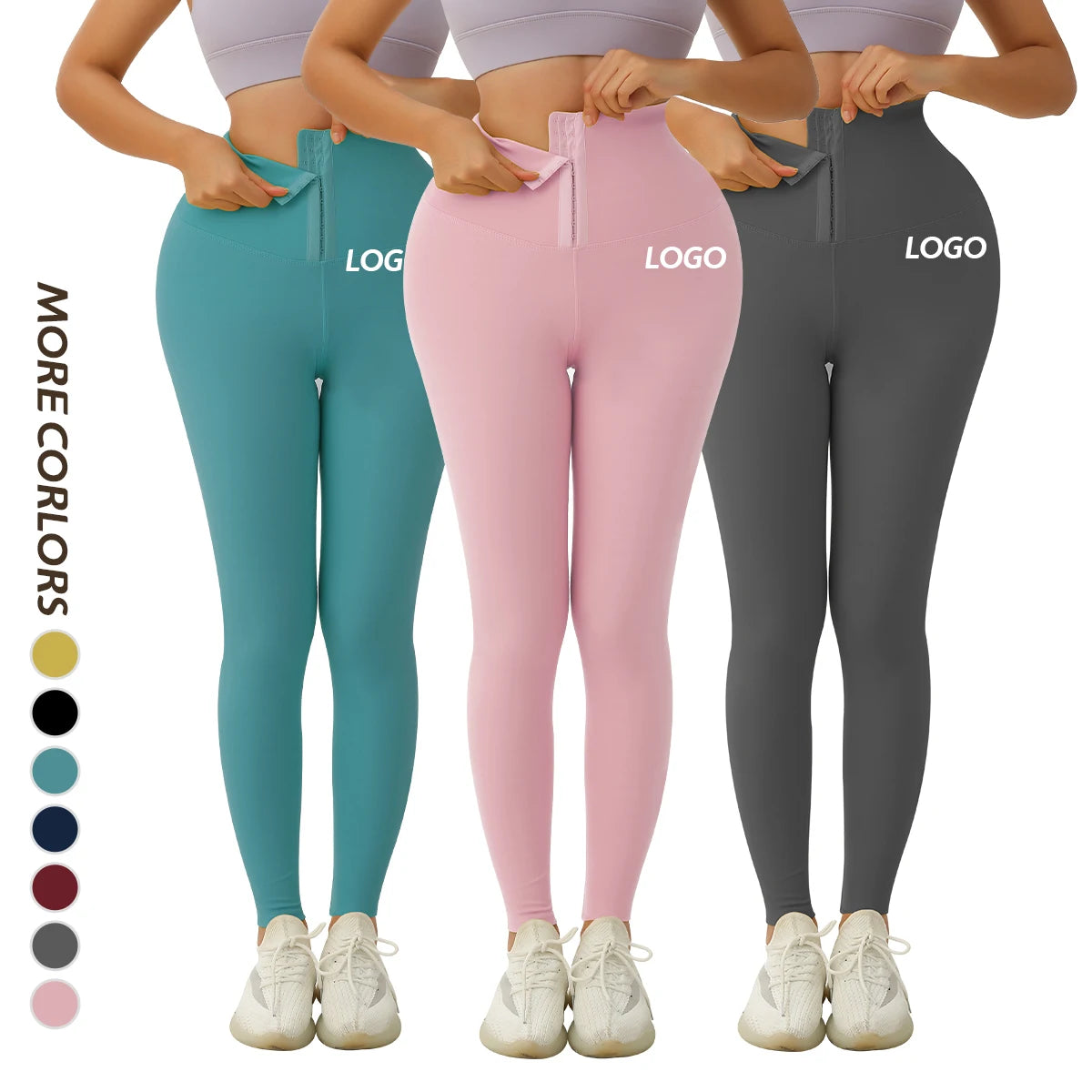 Leggings for Women Waist Trainer Shapewear High Waisted Workout Print Spandex/Nylon Fat Burning Butt Lifter