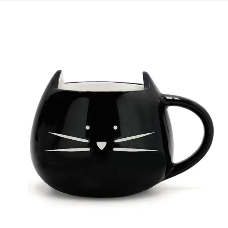 Ceramic Cute Cat Cup White/Black Coffee Milk Mugs Cartoon Ice Cream Sugar Tea Dessert Soup Office Couple Drink Cups