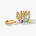 14 Karat Gold Plated Sterling Silver Colorful Enamel Zircon Fine Jewelry Loop Hoop Clip Earrings for Girls Women