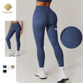 CNSHELL Custom Logo Nylon Bronzing High Waist No Front Line Scrunch Butt Tight Yoga Workout Gym Fitness Sports Legging