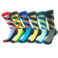 Wholesale Stylish Geometric Patterned Socks Colorful Dress Cotton Crew Socks for Men