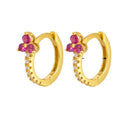 Daidan Huggie Earrings 925 Small Clover Earing Black Flower Purple Zirconia Silver Clover Green Earrings