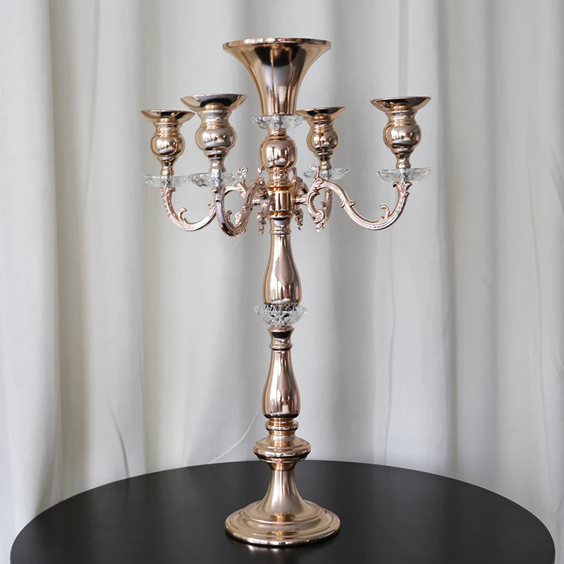 LUCKYGOODS Gold Metal Candlestick Holder Table Centerpiece for Wedding and Christmas Decorations Glass Material LK20200606-40